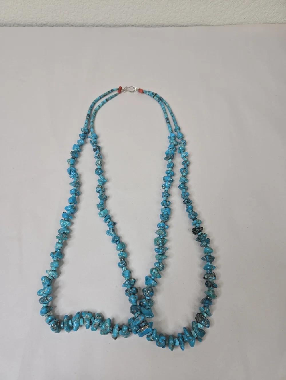 Native American Southwestern Turquoise Double Strand Necklace Nuggets-Heshi Bead